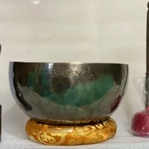 Extra Large Tibetan Singing Bowl – Handmade 25cm Full Moon Bowl Extra large Tibetan singing bowl with wooden mallet and striker